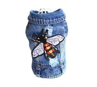 Denim Dog Coat for Small & Medium Dogs - Stylish Cowboy Puppy Jacket with Adjustable Straps - Cute Pet Vest for Dogs & Cats - XS to 2XL Sizes - Trendy Jeans Dog Outfit for Daily Wear(G,M)