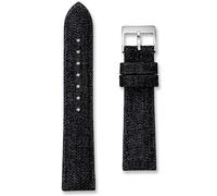 Denim Fabric Watch Strap | 20mm | Genuine Jeans Wrist Band | Black | Silver Buckle | Replacement Accessory Men Women | Leather Lining | Spring Bars and Tool Included (Black, 20mm)