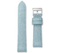 Denim Fabric Watch Strap | 22mm | Genuine Jeans Wrist Band | Blue Colours | Silver Buckle | Replacement Accessory Men Women | Leather Lining | Spring Bars and Tool Included (Light Blue, 22mm)