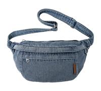 Denim Fanny Pack for Women, Adjustable Strap Large Capacity Crossbody Blue Jean Bag, Trendy Fashion