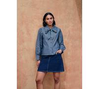 Denim Gingham Bow Tie Blouse 18
