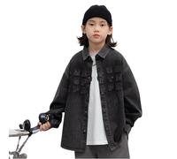 Denim Jacket for Boys, Stylish Casual Outerwear, Lightweight Spring and Autumn Jacket for Toddlers, Comfortable Coat for Active Boys from 4 to 15 Teenagers Things Boys, black, 12-13 Years