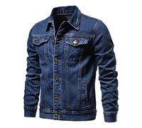 Denim Jacket Men UK Sale Clearance Western Style Outerwear Long Sleeve Casual Wear Loose Fit Lightweight Outdoor Top Button Down Jean Coat Classic Vintage Washed Cowboy Denim Jackets Plus Size M-5XL