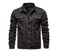 Denim Jacket Men UK Sale Clearance Western Style Outerwear Long Sleeve Casual Wear Loose Fit Lightweight Outdoor Top Button Down Jean Coat Classic Vintage Washed Cowboy Denim Jackets Plus Size M-5XL