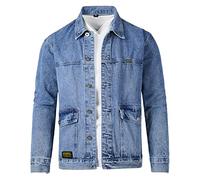Denim Jacket Mens, Personalized Jean Jacket Washed Western Trucker Jacket Classic Buttoned-Cuffs Casual Straight Denim Jacket Denim Shirt Casual Jackets for Men Uk Pockets Outwear