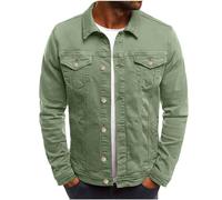 Denim Jacket Mens UK Sale Clearance Classic Trucker Denim Jackets Winter Coat Cargo Jackets Button Down Jean Jackets Casual Solid Color Vintage Cowboy Outerwear Turn-Down Collar Coat with Pocket