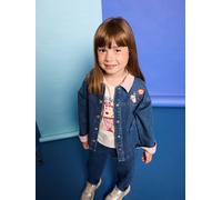 Denim jacket with corduroy collar for girls medium blue