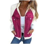 Denim Jacket Women, Jeans Jacket for Women Uk Ladies Jeans Jacket Long Sleeve Button Down Shirt with Pocket Western Work Shacket Personalized Jean Jacket Fashion Streetwear
