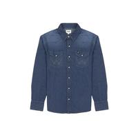 Wrangler 27MW Long Sleeve Denim Shirt, Dark Blue, Size S, Men Dark Blue