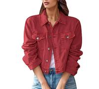 Denim Jackets for Women Uk, Jeans Jacket for Women Uk Ladies Jeans Jacket Long Sleeve Button Down Shirt with Pocket Western Work Jean Shacket Personalized Jean Jacket Casual Autumn Outerwear