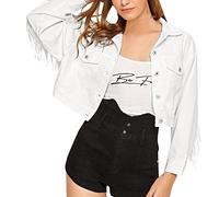 Denim Jackets Women, Jean Jackets for Women Uk Lapel Stretchy Lightweight Long Sleeve Trucker Button Down Stretch Boyfriend Jean Shacket Ladies Autumn Jackets Western Work Jacket