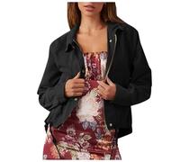 Denim Jackets Women Long, Jean Jackets for Women Uk Stretchy Long Sleeve Washed Denim Trucker Classic Western Design with Pocket Shacket Personalized Jean Jacket Fashion Streetwear