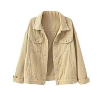 Denim Jackets Women Plus Size Spring Autumn Solid Color Denim Coats Long Sleeve Jacket Coat Casual Lapel Collar Cute Slim Fit Lightweight Jean Denim Cotton Jacket Coat Outwear