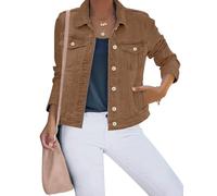 Denim Jackets Women's Jean Stretchy Long Sleeve Trucker Jacket With Pocket(Braun,XX-Large)