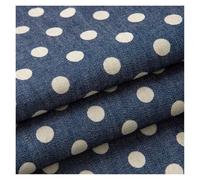 Denim Jeans Fabric, Cotton Printed Denim Fabric Clover Star Polka Dots Stripe Multicolor 0.5m x 1.5m(Dots Blue)