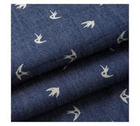 Denim Jeans Fabric, Cotton Printed Denim Fabric Clover Star Polka Dots Stripe Multicolor 0.5m x 1.5m(Swallow Blue)