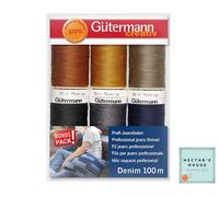 Denim Jeans Thread 6 Reels 100% Polyester, 100m Reels for Hand or Machine Sewing