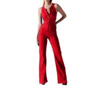 Denim Jumpsuit for Women Petite Sexy Heart Back Playsuit with Pocket Ladies Zipper Dungarees Summer Casual Jeans Romper Slim High Waist Bodycon Overalls Prime of Day 2025ial Offers
