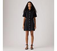 Denim Mini Dress with Short Sleeves Black
