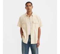 Denim Oversize Western Shirt with Short Sleeves Ecru