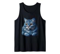 Denim Patchwork Cat Cute Creative Animal Tank Top