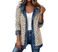 Denim Patchwork Jackets Women Lapel Collared Long Sleeve Cardigan Thin Coat | Button Down Loose Casual Jackets Vintage Denim Trim Jackets Outdoor Walking Streetwear Autumn Winter Fashion Clothes