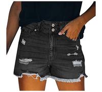 Denim Shorts for Women Summer Casual Ripped Jean Shorts Classic Fit Turned Hem Sexy Ladies Short Jeans Denim Hot Pants with Pockets