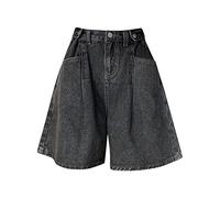 Denim Shorts for Women UK High Waisted Jeans Shorts Skort Wide Leg Cargo Work Short with Pockets Summer A Line Mini Skorts Skirts Casual Slim Stretchy Hot Pants