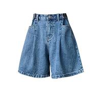 Denim Shorts for Women UK High Waisted Jeans Shorts Skort Wide Leg Cargo Work Short with Pockets Summer A Line Mini Skorts Skirts Casual Slim Stretchy Hot Pants Blue