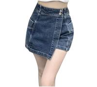 Denim Shorts for Women UK Skort Jeans Shorts High Waisted Wide Leg Cargo Work Shorts Mini Skorts Skirts with Pockets Plus Size Casual Summer Shorts Slim Stretchy A Line Hot Pants (04-Blue, S)