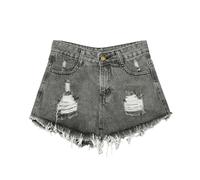 Denim Shorts High Waist Women's Ripped Shorts Sexy Destroyed Jeans Shorts Ripped Hot Pants Stretch Loose Trousers Short Jeans Teenager Girls Women's Jeans Wide Leg Summer Shorts, gray, M