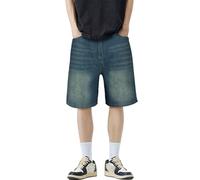 Denim Shorts Mens Jean Short Washed Distressed Summer Shorts Relaxed Fit Breathable Casual Short Comfortable & Durable Workwear Lightweight Knee Length Trousers Vintage Streetwear