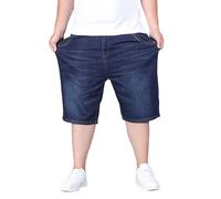 Denim Shorts Mens Raw Utility Workwear Loose Fit Breathable Jeans with Pocket Solid Color Half Pants Stylish Smart Summer Denims Short for Travel Holiday Large Size Casual Pant M-18Xl Blue