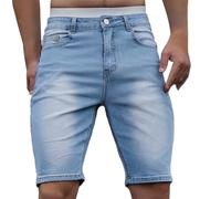 Denim Shorts Mens Slim Fit Raw Jeans with Pocket Plain Lightweight Denims Short-Pant Stylish Smart Summer Jean Short Solid Color Comfortable Half Pants for Workwear,Jogging,Casual S-2Xl