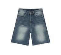 Denim Shorts Mens Stretch Jeans Jorts Men's Baggy Bermuda Shorts for Men UK Knee Length Summer Relaxed High Waist Workwear for Holiday Dark Blue