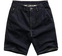 Denim shorts primary color yarn-dyed blue five-point pants summer basic loose straight pants