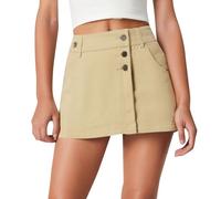 Denim Skirt Shorts with High Waist A-Line for Women, Summer Fashion, Irregular Design, Versatile Style, Timeless Look Skirts Women's Winter, khaki, M