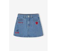 Denim Skirt with Broderie Anglaise for Girls medium blue