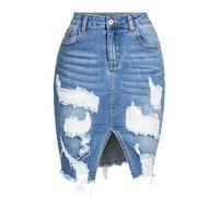 Denim Skirt with Pockets for Women UK Ladies Jean Skirts Cotton Stretch Mid Wash Fitted A Line Casual Smart Work Office Knee Length Skirts Pencil Bodycon Washed Stretchy Jean Skirt
