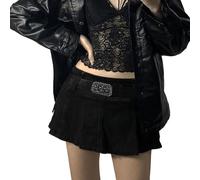 Denim Skirt Women's Pleated Skirt Mini Skirt High Waist Jeans A Line Denim Skirt Summer Skirt Vintage Short Jeans Skirts Casual Club Cargo Gothic Punk, black, M