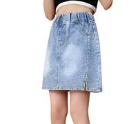 Denim Skirts for Girls with Pockets Star aw Retro Summer Bodycon Skirt for Teens Personalized Short Bottoms Cute Y2k Street-Style Tight Skirts for Kids (Light Blue, 4-5 Years)