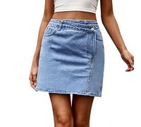 Denim Skirts for Women UK,Women's Denim Skort High Waisted Wrap Asymmetrical A-Line Mini Skirt Pockets | Stretchy Jean Skorts Women | Cargo Style Short Pants in Y2K Streetwear Style | Sizes S-5XL UK