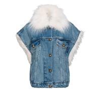 Denim Sleeveless Jacket with Faux Fur Detailing - female - PINKO - Denim Jackets - Blue - S - Jackets S