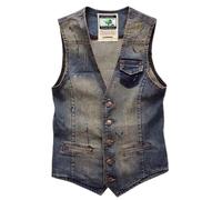 Denim Vest Sleeveless Men's Denim Vest Oversized V-Neck Denim Jacket with Button Down and Multi Pockets Casual Vest Lightweight Breathable Outdoor Vest for Everyday Use and Work, lightblue, 3XL