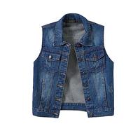 Denim Waistcoat Women With Pockets Washed Detail Denim Jacket Sleeveless Open Front Cardigans Button Down Womens Casual Jean Vest Jackets Vintage Waistcoat Lightweight Outwear Size M-3XL