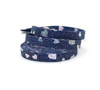 Denim Webbing 10Yards Blue Denim Ribbon - Laser Silvery Heart Pattern Print, Size 1cm/3cm/5cm Polyester Fabric Trim for Sew(10mm)