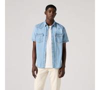 Denim Western Shirt with Short Sleeves Light Blue