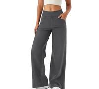 Denim Wide Leg Pants for Women UK, High Waisted and Slimming with Multiple Pockets, Straight Tube, Loose fit, Cat Whisker, Marbling wash Craft, High Elasticity Casual Jeans for Everyday Wear