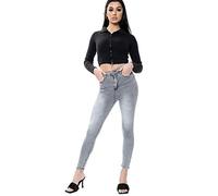 DENIM WISE Women Skinny Stretch High Waist Jeans Slim Fit Comfy (Faded Black, 6)