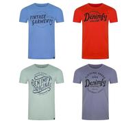 DENIMFY DFNuri Men's Cotton T-Shirt, Regular Fit, Pack of 4, Crew Neck, Short Sleeve, Summer T-Shirt, Logo Print, Black, White, Blue, Green, Red, Grey, S, M, L, XL, XXL, 3XL, 4XL, 5XL, Colour mix 2,